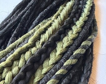 Synthetic DE/SE braids Black and green dreadlocks Braids extension Black braids Long braids and dreadlocks Handmade crochet dreadlocks