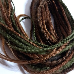 Green, brown and dark brown DE/SE crochet dreadlocks and braid Brown dreadlocks extension Thin tips Long braids Handmade dread Natural color image 7