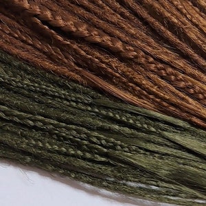 Green, brown and dark brown DE/SE crochet dreadlocks and braid Brown dreadlocks extension Thin tips Long braids Handmade dread Natural color image 6