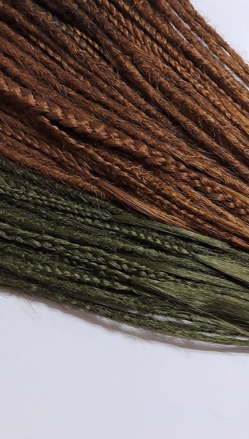 Green, brown and dark brown DE/SE crochet dreadlocks and braid Brown dreadlocks extension Thin tips Long braids Handmade dread Natural color image 6