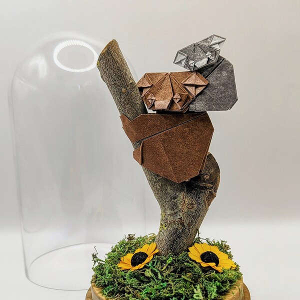 Koalas en origami. Art-Japonais traditionnel, fait-main. Cadeau unique. Sculpture en papier. Décoration originale.