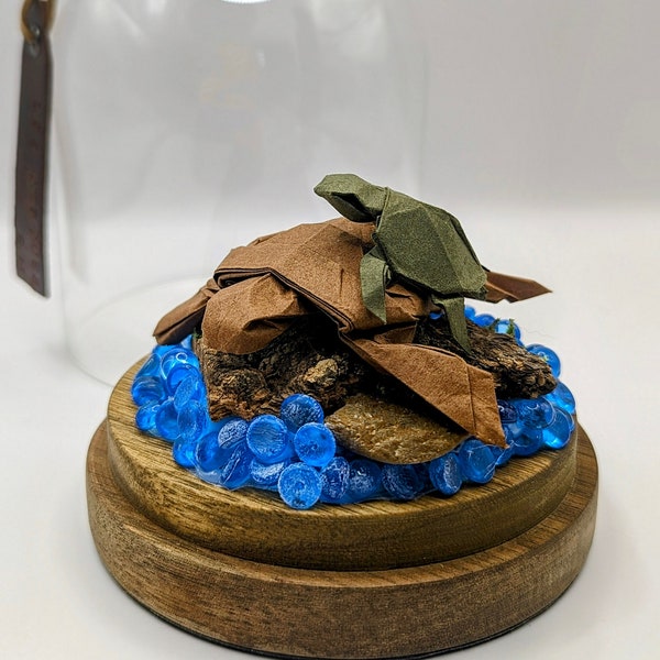 Tortues en origami. Art-Japonais traditionnel, fait-main. Cadeau unique. Sculpture en papier. Décoration originale.