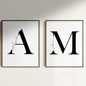¡¡NUEVO ABIERTO!! Compre 1, OBTENGA 1: Póster de letras con impresión digital personalizada, póster con nombre, letras iniciales A-Z, imagen cursiva