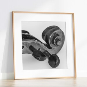 Violin Print, Music Room Decor, Square Printable Art, Black and White Violin Photography, Music Teacher Gift, Digital Download