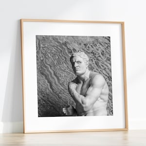 Black and White Greek Statue Photo: Marble Sculpture Print (Digital Download)
