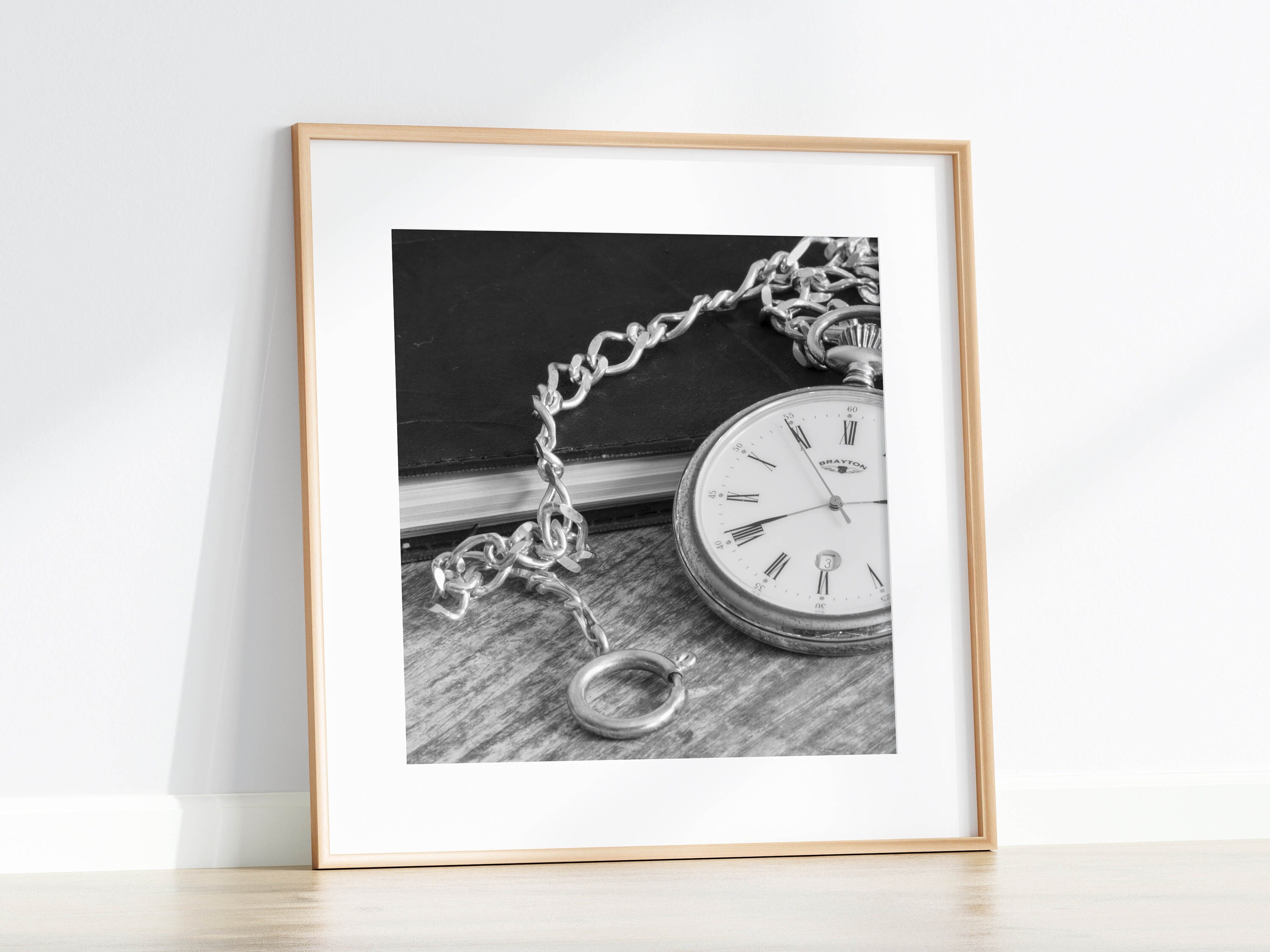 Square Art Print: Black and White Watch Wall Art (digital  display picture 1