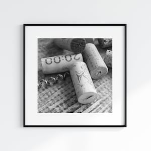 Black and White Wine Poster, Square Printable Art, Wine Gift for Him, Downloadable Photo, Bar Cart Print, Winery Art Print, Digital Download