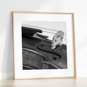 Violin Musical Instrument Image, Black And White Photo Instant Digital Download, Wall Art Print, Square Photography, Music Print