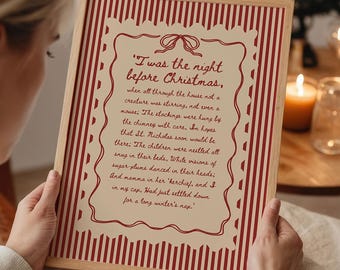 Twas the Night Before Christmas Printable, Vintage Christmas Decor, Retro Holiday Wall Art, Farmhouse Christmas Print, Christmas Wall Art