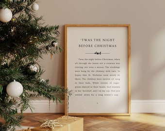 Twas the Night Before Christmas Printable, The Night Before Christmas Wall Art, Christmas Prints, Holiday Wall Decor, Christmas Story Prints