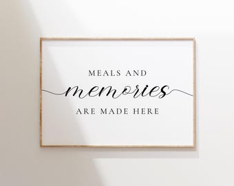 Meals & Memories Are Made Here, Dining Room Wall Art, Modern Dining Room Printable, Kitchen Prints, Kitchen Wall Decor, Dining Room Poster
