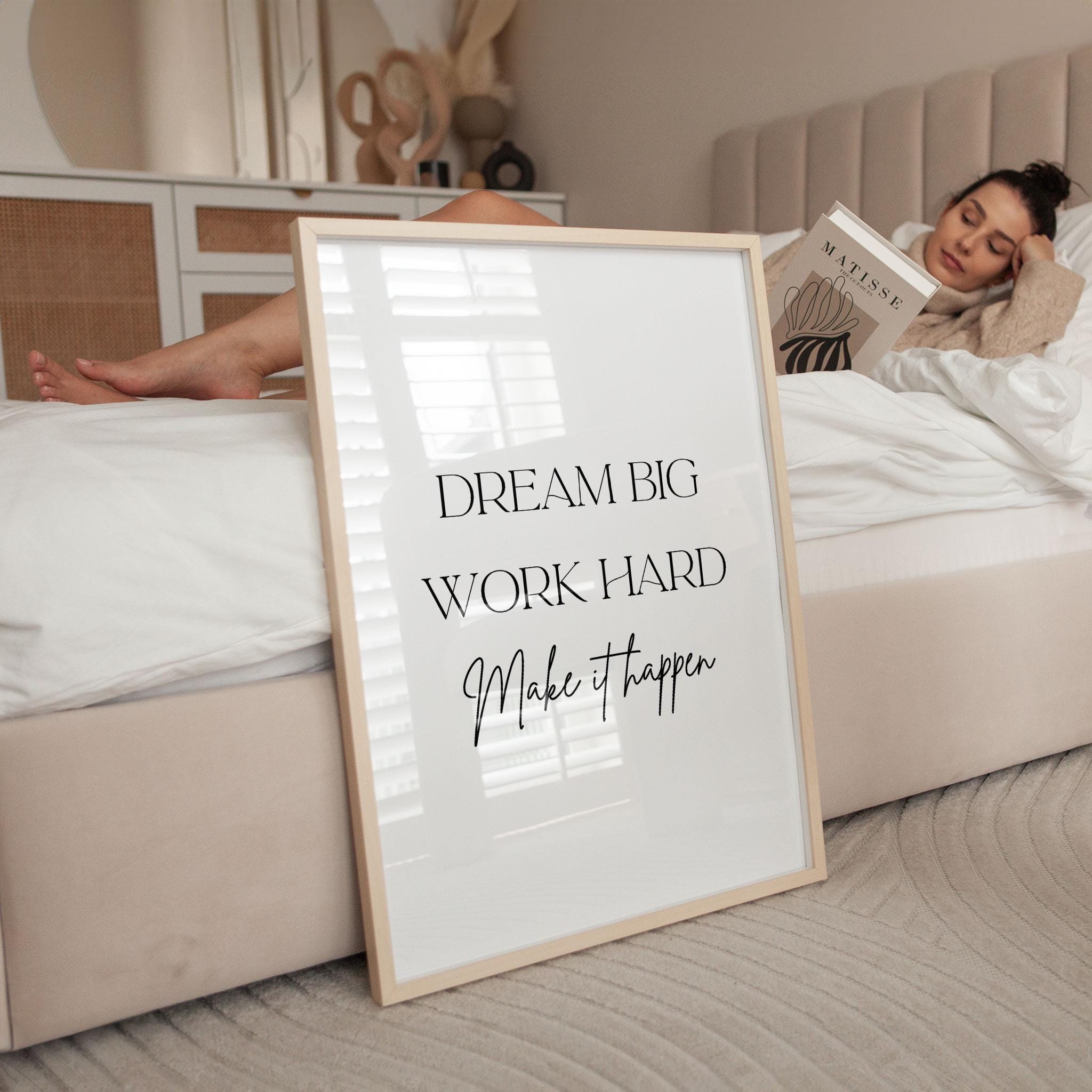 Dream Big, Work Hard Printable, Motivational Wall Art, Inspirational ...