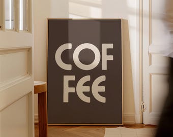 Coffee Typography Print, Coffee Wall Art, Coffee Poster, Coffee Bar Wall Decor, Retro Kitchen Wall Art, Coffee Nook Wall Art, Kitchen Prints