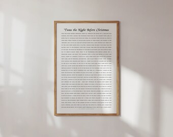 Twas the Night Before Christmas Print, Christmas Wall Art, Christmas Poem Prints, Christmas Printable, Holiday Decor, Farmhouse Christmas