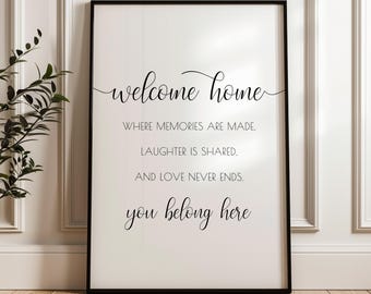 Welcome Home Typography Print, Living Room Decor (Digital Download)