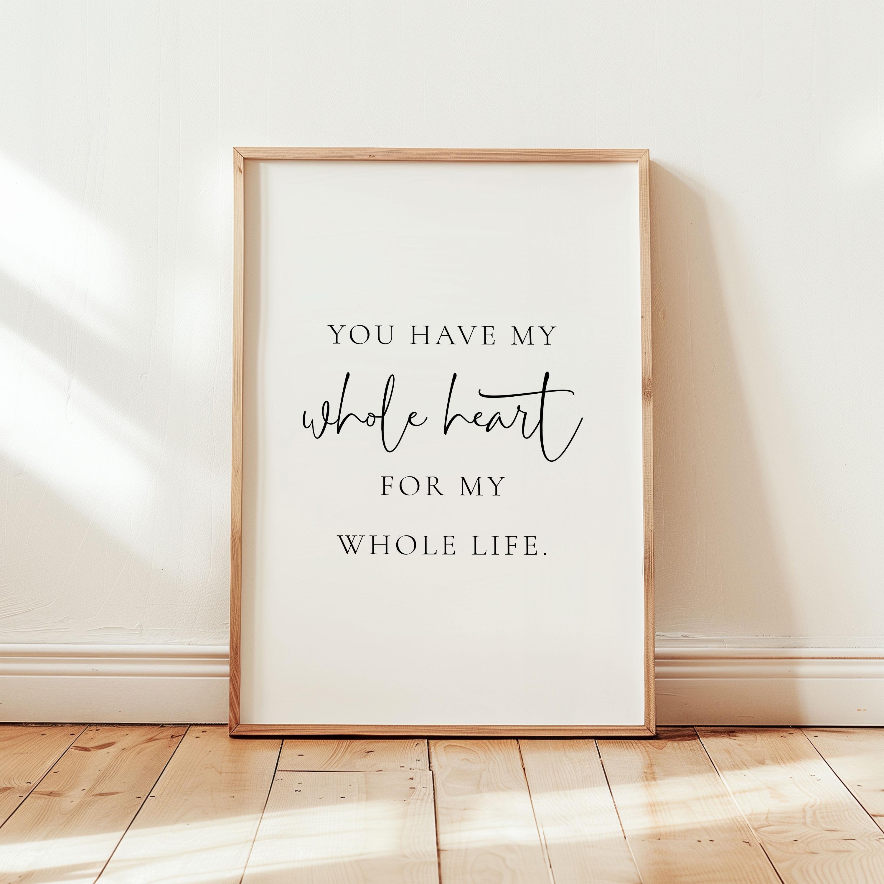 Targa Decorativa Da Parete In Legno Bianco Con Scritta With My Whole