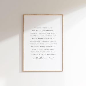 We Come to the Table, Meal Blessing Wall Art, Meal Prayer Printable, Food Prayer Wall Art, Modern Dining Room Wall Art, Dinner Prayer Prints