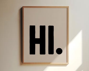 Hallo afdrukbare muurkunst, modern portiekdecor (digitale download)