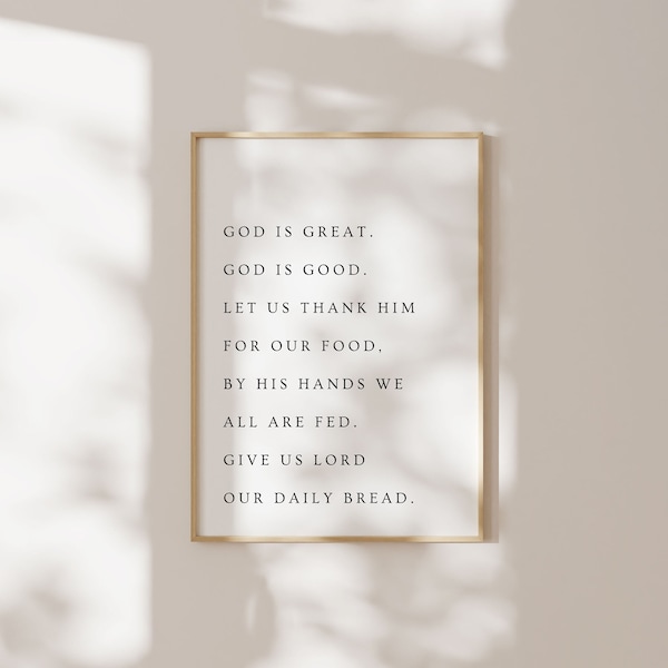 God is Great, Christian Printable, Christian Wall Art, Kitchen Wall Art, Dining Room Wall Art, Dining Room Print, Kitchen Print, Food Prayer