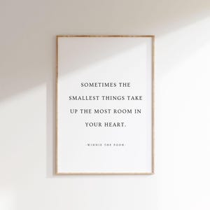 A veces las cosas más pequeñas, Winnie the Pooh, cita para guardería, arte minimalista para la pared de la guardería, imprimible para la habitación del bebé, decoración de pared para la habitación del bebé