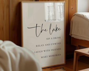 Welcome to the Lake, Lake House Wall Art, Lake House Welcome Sign, Lake Decor, Cabin Wall Art, Summer Lake House Printable, Lake Cabin Decor