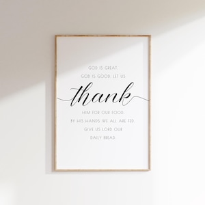 God is Great, God is Good, Kitchen Prayer Wall Art, Christian Kitchen Printable, Dining Room Prayer Wall Art, Christian Dining Room Wall Art