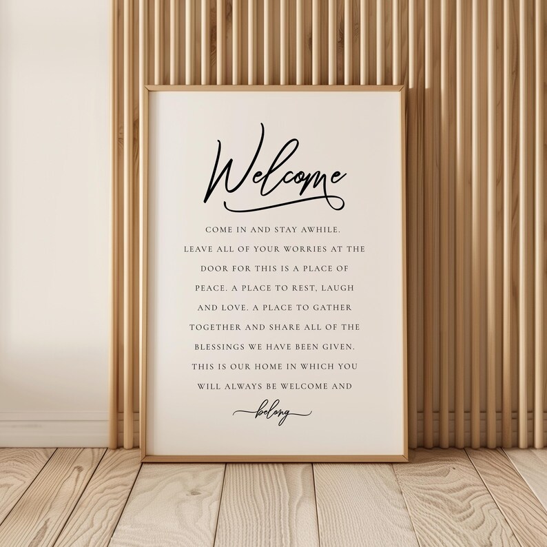 Welcome Come In Welcome Come in & Stay Awhile, Welcome Quote Wall Art, Home Welcome ...