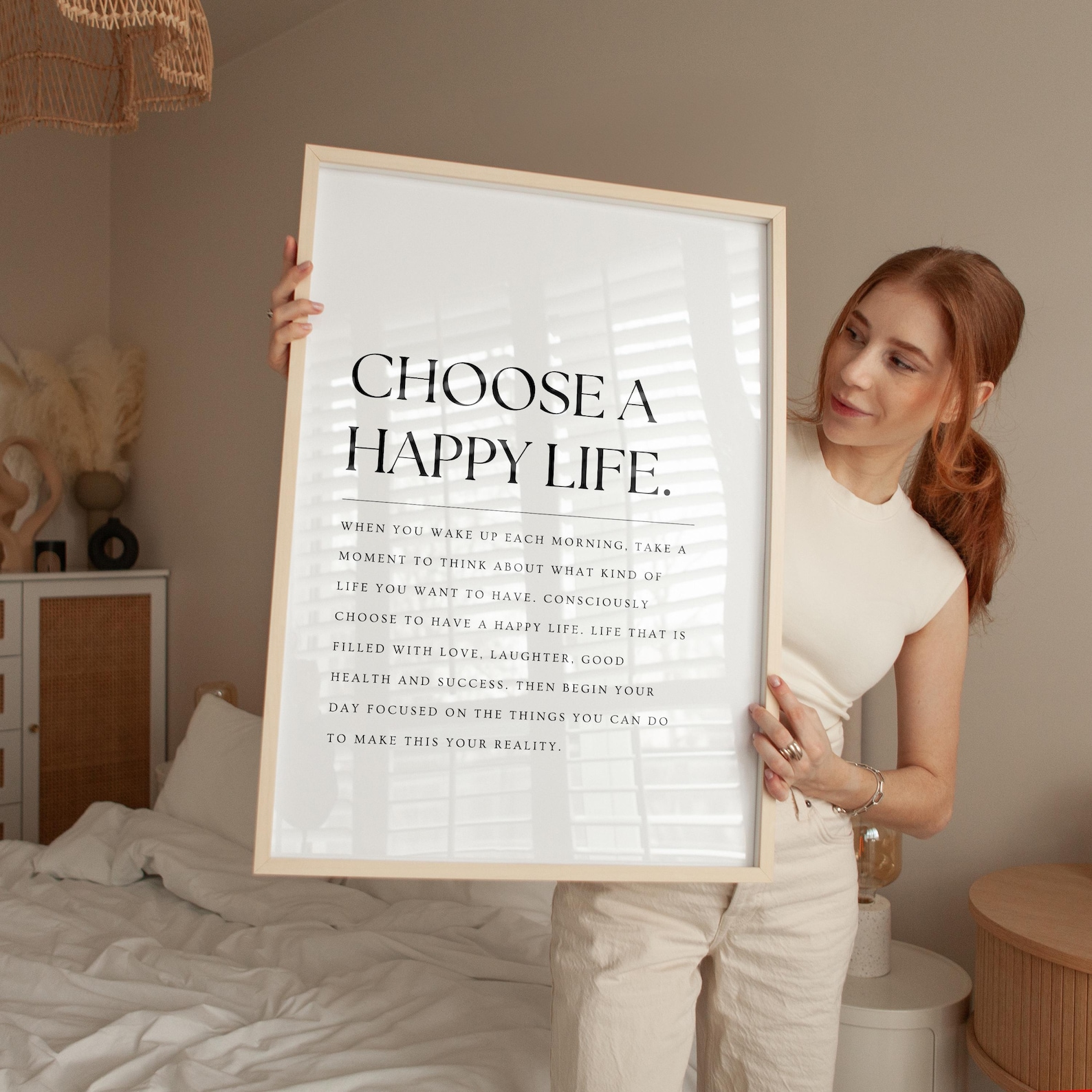 Choose a Happy Life Print, Inspirational Typography Wall Art (digital ...
