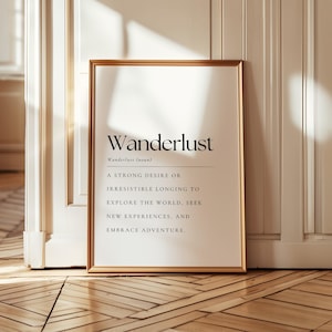 Wanderlust Definition Wall Art, Wanderlust Printable Wall Art, Travel Quote Printable, Travel Lover Gift, Adventure Wall Art, Travel Poster