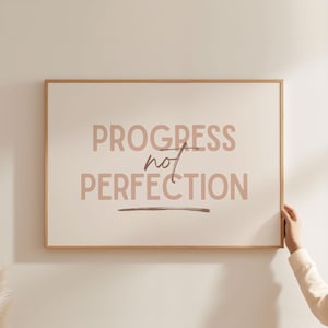 Progress Not Perfection Wall Art, Motivational Wall Art, Inspirational Print, Self Growth Wall Decor, Home Office Wall Art Home Office Print