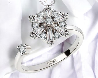 Bague spinner flocon de neige en argent