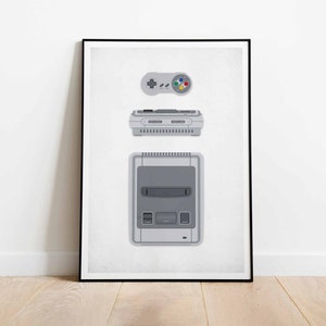 SNES コンソールポスター：レトロジャパンバージョン ウォールアート（デジタルダウンロード）