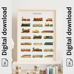 Trains Poster: Vintage Locomotive Wall Art for Kids (Digital Download)