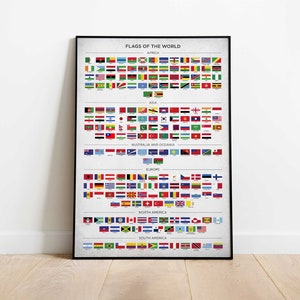 Flaggen der Welt Poster, Poster für die Wand, Geographie-Druck, Länderflaggen, Weltflaggen, Kinderzimmer-Wanddekoration (ungerahmt)