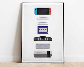 Game Console Evolution Art Print: NES to Switch (Digital Download)