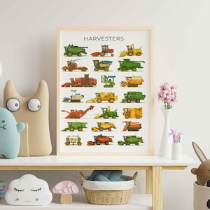 Harvester Print: John Deere, Farmhouse Boys Room Decor (Unframed)