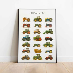 Tractor Print, Tractors Collage, John Deere, Farm Machinery, Old Tractors, Kids Room Tractor, Nursery Farm Wall Art, Tractor Gift (Unframed)