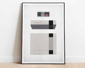 NES Console Poster: Vintage Gaming Room Wall Art (Digital Download)