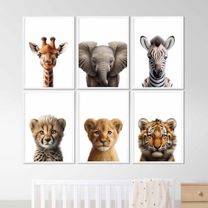 Safari Animal Printables | Set of 6 | Safari Nursery Decor | Safari Animals | Jungle Nursery Decor | Safari Nursery Theme - DIGITAL DOWNLOAD