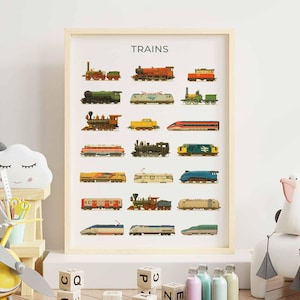 Plakat z pociągiem: Lokomotywa, transport kolejowy, sztuka ścienna (bez ramki)
