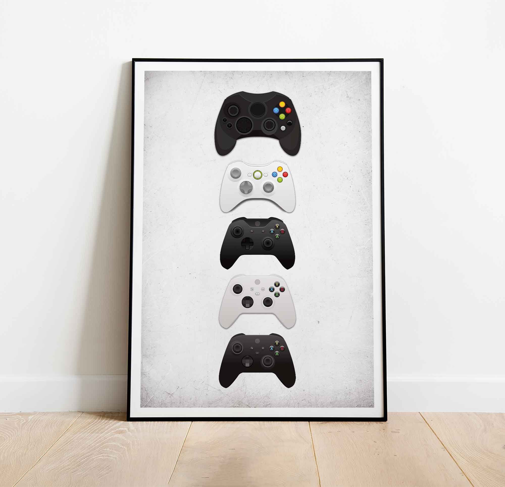 Xbox Controllers Poster. Xbox Gamepads Wall Art | Decor For Gamers, Boys Room, Gaming Setup, Game Controllers Print. (Unframed)