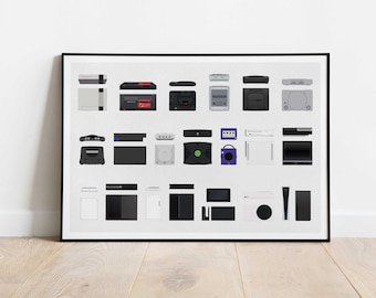 Retro Game Console Evolution Poster: Gamer Room Decor (Digital Download)