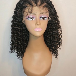 Synthetic Lace Front Braided Wigs With Baby Hair For 16 Inches Knotless Box Braided Hair Wigs Curly Bob Braided Lace Wigs