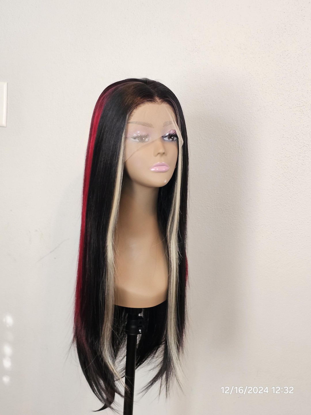 Exquisite Red Skunk Stripe Wig Abstract Collection Exquisite Red Skunk Stripe Wig Abstract Collection