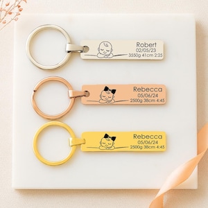 Baby Statistics Bar Keychain,Personalized Newborn Gift,New Dad Gift,New Mom Keepsake ,Personalized Baby Gift for Parents,Baby Stats Keychain