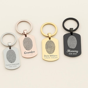 Fingerprint key chain, memorial gift, actual fingerprint key ring, memorial keychain, personalized engraved gifts , engraved key chain