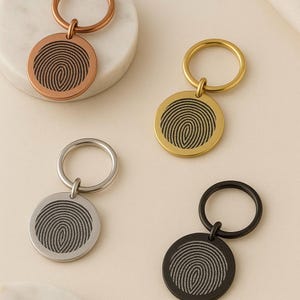 Personalized Fingerprint Keychain,Memorial Gift, Custom Engraved Round Keychain , Keepsake for Loss of Loved One , Gift for Grieving Family