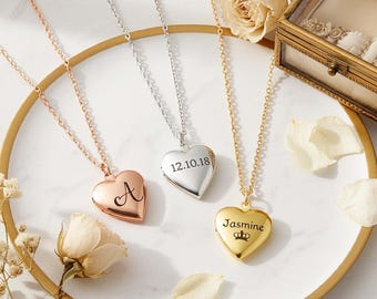 Gegraveerde mini-hartmedaillonketting voor kinderen, bloemenmeisjescadeau, kindersieraden