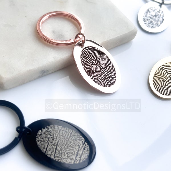 Memorial gift, fingerprint keychain, memorial keepsake gift, fingerprint gift, fingerprint keyring , memorial fingerprint, funeral gift OVAL