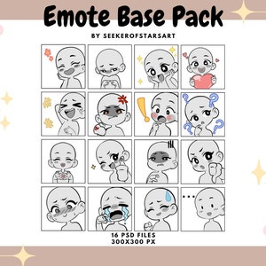 Emote Base Pack - 16 Emotes perfect for Twitch/Discord/Youtube! DIY Bundle